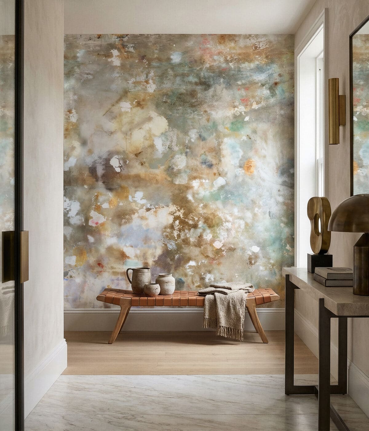 Luxury mural wallcovering in a refined interior